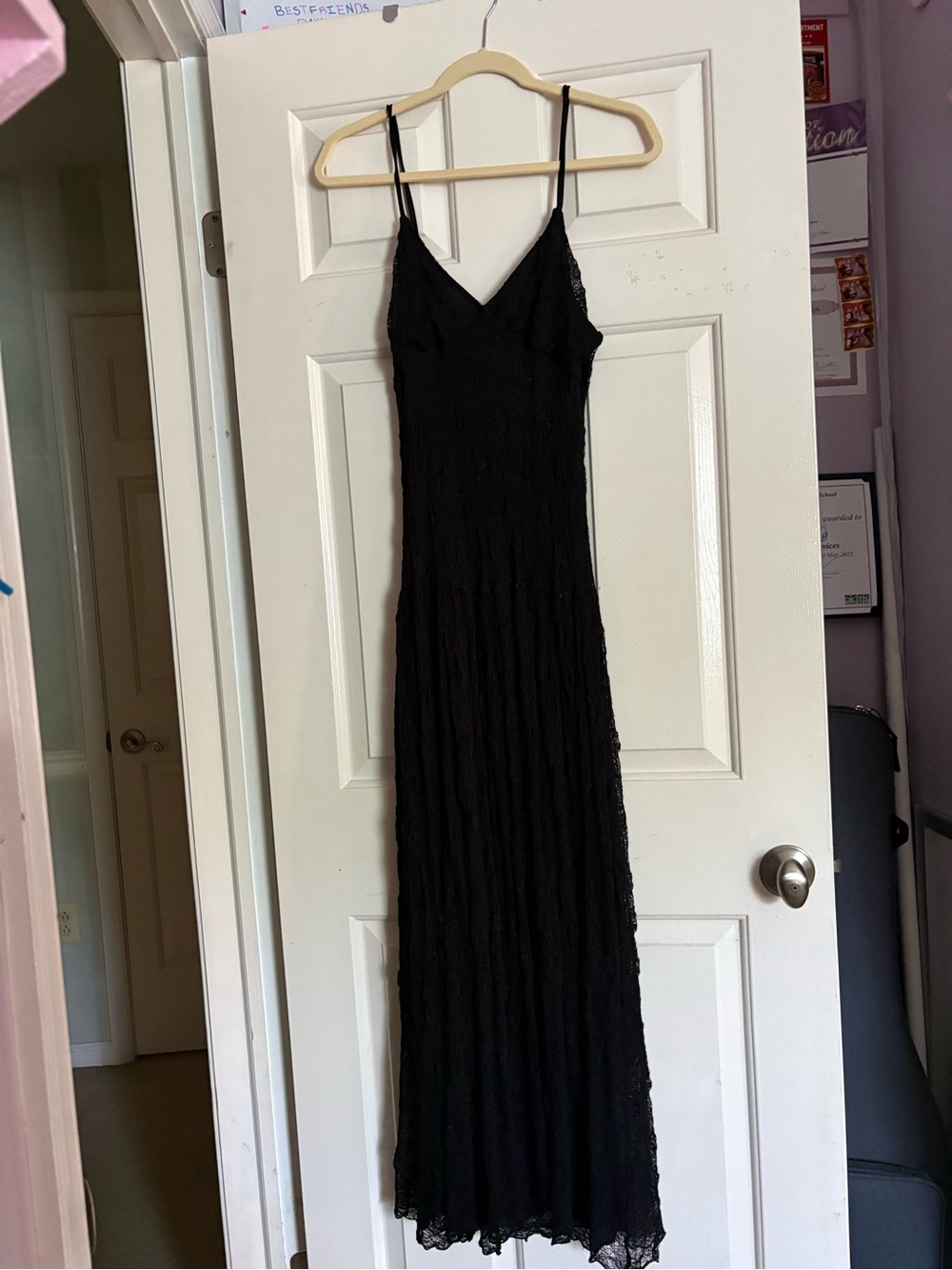 NWT Black Lace Slip Dress - Women's Elegant Maxi